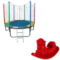 Cama Elástica Trampolim Pula Pula 1,83m Gangorra 1 Lugar Colorida Nacional Premium Playground