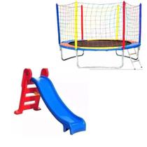 Cama Elástica Trampolim Pula Pula 2,30m com Escorregador médio - PlayTime Brinquedos Cama Elástica Trampolim Pula Pula 2,30m com Escorregador médio - PlayTime Brinquedos