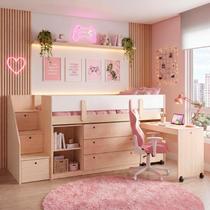 Cama Elevada com Escrivaninha, Armário e Cômoda Artsy Casatema MadeiraOriginals Cama Elevada com Escrivaninha, Armário e Cômoda Artsy Casatema MadeiraOriginals