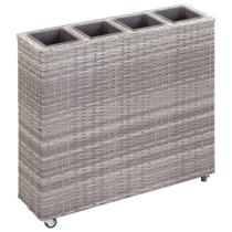 Cama elevada de jardim VidaXL com 4 potes de plástico Poly Rattan Grey