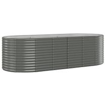 Cama elevada de jardim vidaXL Premium em aço revestido a pó cinza Cama elevada de jardim vidaXL Premium em aço revestido a pó cinza