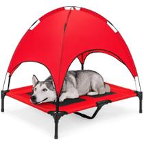 Cama elevada para cães Best Choice 91x76x90cm com dossel vermelho