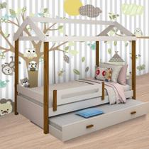 Cama Eliz Branco/Mel Solteiro c/ Auxiliar e 02 Colchões