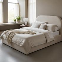Cama Em MDF Revestida Com Linho De Alto Padrão Pronto Envio Tecido De Alto Padrão Montagem Fácil Cama Em MDF Revestida Com Linho De Alto Padrão Pronto Envio Tecido De Alto Padrão Montagem Fácil