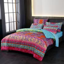 Cama em uma bolsa LWeipsqlin Bohemian 7 peças queen size