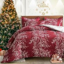 Cama em uma bolsa UOZZI BEDDING Christmas Burgundy Red Queen
