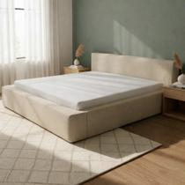 Cama Estofada Casal Luxuosa Revestida Em Linho Premium Cama Estofada Casal Luxuosa Revestida Em Linho Premium