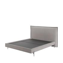 Cama Estofada de Casal com Cabeceira Eos - Linho Texturizado Cinza