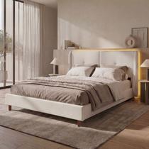 Cama Estofada Queen com Estrutura Reforçada e Design Moderno Aura Cama Estofada Queen com Estrutura Reforçada e Design Moderno Aura