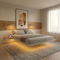 Cama Flutuante Casal com LED Lara Branco Cama Flutuante Casal com LED Lara Branco