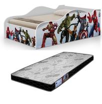 cama forma de carro dos vingadores junto com colchão