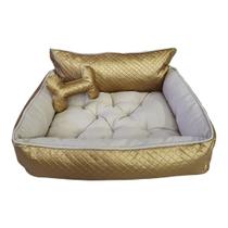 Cama G Dourada e Bege Pet Colchão para Cachorro G Caminha Caes e Gatos Personalizada com Nomes Cama G Dourada e Bege Pet Colchão para Cachorro G Caminha Caes e Gatos Personalizada com Nomes