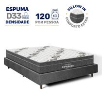 Cama Genebra Bouclé com Colchão de Espuma D33 Ortobom Airtech Ortopillow 100 Casal 138cm