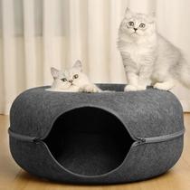 Cama Grande Caminha Túnel Donuts Para Gato Casinha Pet Feltro Rosquinha Toca para Gatos Cães