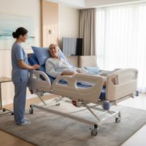 Cama Hospitalar Elétrica 8 Movimentos Com Elevação De Altura do Leito Grades Super Luxo Cama Hospitalar Elétrica 8 Movimentos Com Elevação De Altura do Leito Grades Super Luxo