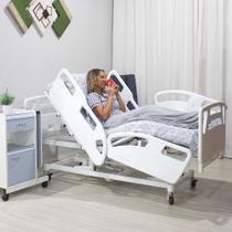 Cama Hospitalar Elétrica 8 Movimentos Motorizada com Elevação de Altura do Leito mais Colchão Hospitalar D33