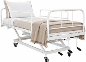 Cama Hospitalar Manual 3 Manivelas com Elevação de Altura do Leito Standard com Colchão D33