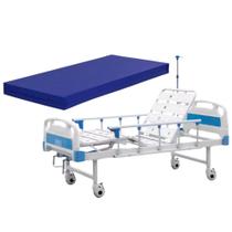 Cama Hospitalar Manual Luxo Aço Resistente 120kg Colchão D28 Cama Hospitalar Manual Luxo Aço Resistente 120kg Colchão D28