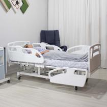 Cama Hospitalar Motorizada 5 Movimentos com Colchão D33 E Elevação de Leito Luxo Para Idosos Com Grades Laterais