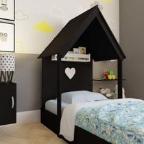 Cama Infantil 1 Prateleira Casinha Helena Bramov Móveis Preto Cama Infantil 1 Prateleira Casinha Helena Bramov Móveis Preto