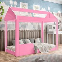Cama Infantil 160cm Casinha Montessoriana Crystal J&A Móveis Rosa