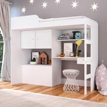 Cama Infantil 193,5cm c/ Escrivaninha Armário 2 Portas e Baú