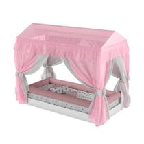 Cama Infantil Alexia Montessoriana 100% MDF C/ Dorsel Branco / Rosa OOL - Pura Magia