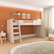 Cama Infantil Alta Solteiro com Escada Isis Mobikasa