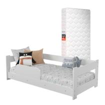 Cama Infantil Arco Íris Montessoriana Para Quarto De Criança Menina E Menino Com Colchão E Proteção Lateral Branco