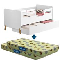 Cama Infantil Auxiliar Branco Cecilia VJ 2 Colchões Probel