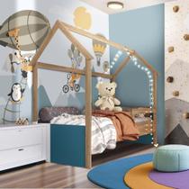 Cama infantil azul com colchão - Carrossel Shop JM