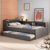 Cama Infantil Bellagio 1 Porta com Cama Auxiliar Grafite - Pnr Móveis