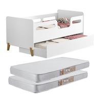 Cama Infantil Bicama Auxiliar Cecilia Grade Proteção Montessoriana para Quarto com 02 Colchões Incluso - Maali