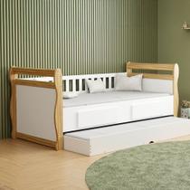 Cama Infantil Bicama Maria 2 Gavetas 100% Mdf Branco Brilho/Amêndoa - Móveis Peroba