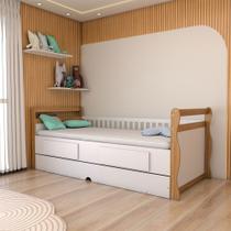 Cama Infantil Bicama Tesouro 2 Gavetas 100% Mdf Branco Brilho/Amêndoa - Panorama Móveis Cama Infantil Bicama Tesouro 2 Gavetas 100% Mdf Branco Brilho/Amêndoa - Panorama Móveis