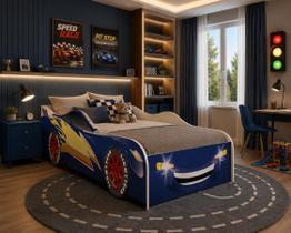 Cama Infantil Carro Corrida Flash MDF com Colchão Incluso Cama Infantil Carro Corrida Flash MDF com Colchão Incluso