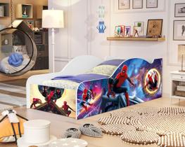 Cama Infantil Carro Homem Aranha SpiderMan Para Meninos Adesivada