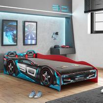 Cama Infantil Carro Tornado Plus com Led Preto Azul Pura Magia