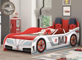 Cama Infantil Carros Fast Car Branco Vermelho Móveis Estrela com Colchão Gazin