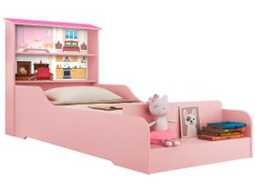 Cama Infantil Casa Menina Princesa Rosa com Prateleiras