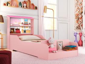 Cama Infantil Casa Menina Princesa Rosa com Prateleiras