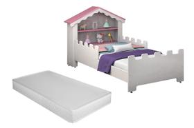 Cama Infantil Casa Princesa Rosa Menina Com Colchão Menino Casinha Grade Elegante Cercado Solteiro Crianças Caminha Boneca Cabana Resistente Bebê