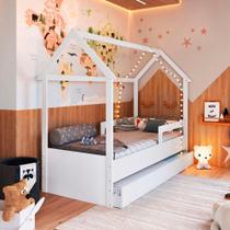 Cama Infantil Casinha Com Auxiliar E 2 Colchões Branco Sonho Completa Móveis