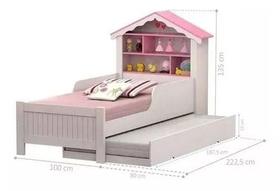 Cama Infantil Casinha de Princesa com Cama Auxiliar Cama Infantil Casinha de Princesa com Cama Auxiliar