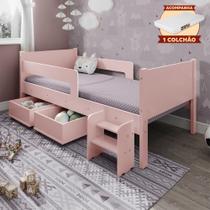 Cama Infantil + Colchão com 2 Baus Organizador Escada Luna Plus Rosa Cama Infantil + Colchão com 2 Baus Organizador Escada Luna Plus Rosa
