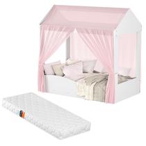 Cama Infantil Colina Montessoriana Para Quarto De Menina Com Colchão e Voal