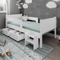 Cama Infantil com 2 Baus Organizador e Escada Mdf Luna Plus Branco Cama Infantil com 2 Baus Organizador e Escada Mdf Luna Plus Branco