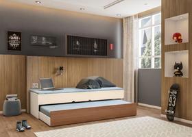 Cama Infantil com Cama Auxiliar Chiara Off White Amadeirado - Phoenix Baby