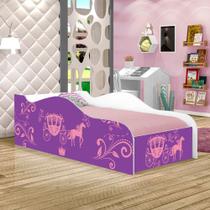 Cama Infantil com Colchão Carruagem de Princesa 100% MDF para Quarto Infantil