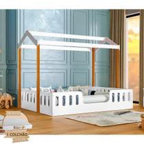 Cama Infantil com Colchão D28 Casal Casinha Segura Montessoriana Ágatha - Branco/mel Cama Infantil com Colchão D28 Casal Casinha Segura Montessoriana Ágatha - Branco/mel